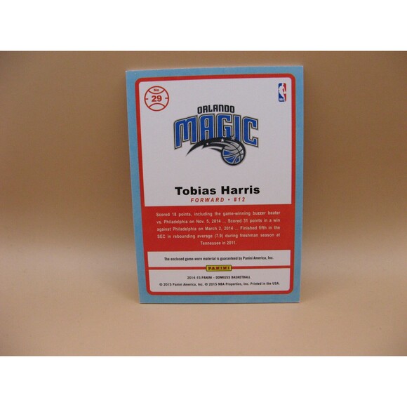 2014-15 Donruss Game Threads Tobias Harris Game Worn Jersey Card Orlando Magic - Picture 2 of 2
